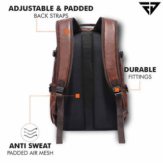 Leatherette Laptop Backpack | Brown