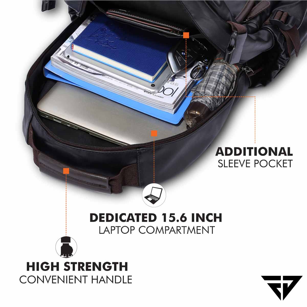 Leatherette Laptop Backpack | Black