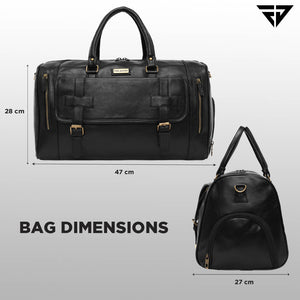 Black Travel Duffle Bag With Shoe Pocket