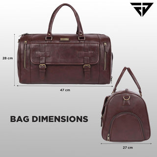 Brown Travel Duffle Bag With Shoe Pocket