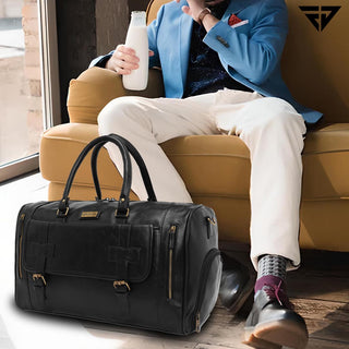 Black Travel Duffle Bag With Shoe Pocket