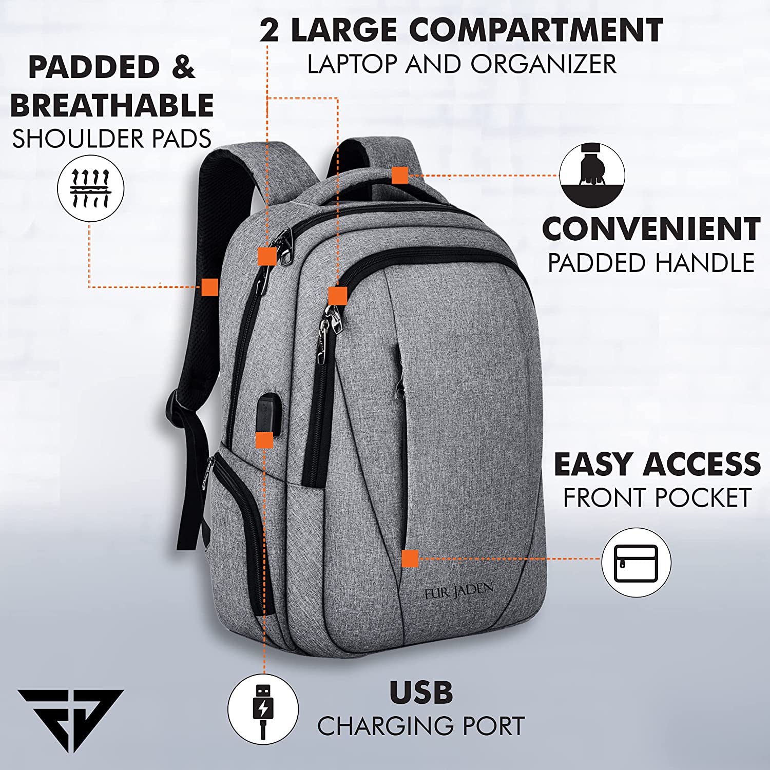 Grey Travel Laptop Backpack