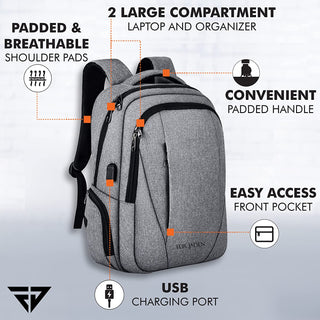 Grey Travel Laptop Backpack