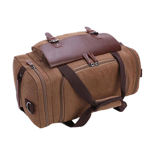 Brown Sustainable Canvas & Vegan Leather 40L Travel Duffle