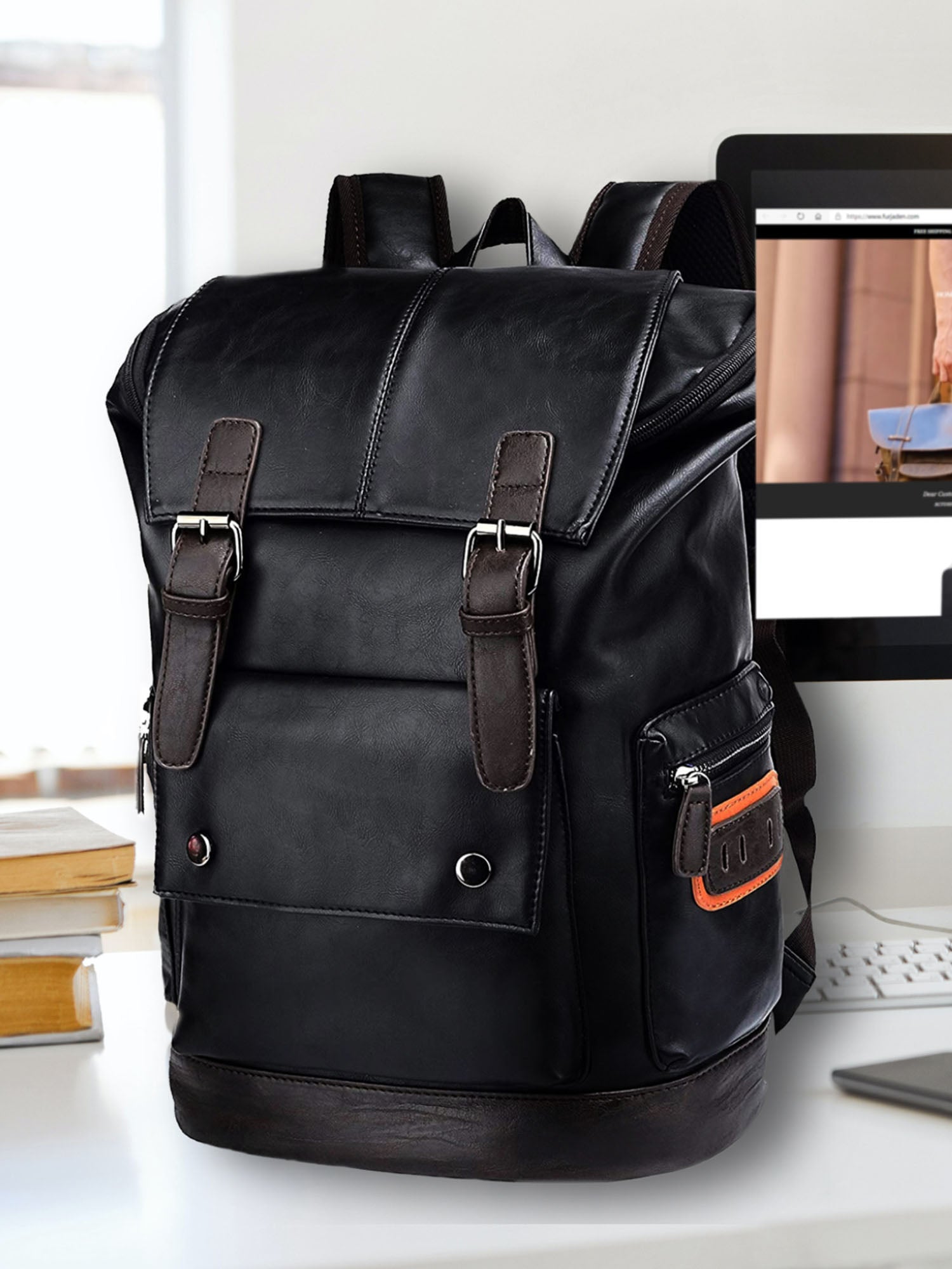 Fur Jaden Black Anti Theft Leatherette 15.6 Inch Laptop Backpack – Fur  Jaden Lifestyle Pvt Ltd