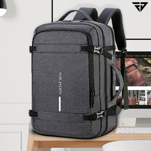 Grey Weekender Travel Laptop Backpack with Anti Theft Pocket