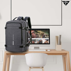 Grey Weekender Travel Laptop Backpack with Anti Theft Pocket