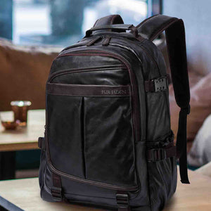 Leatherette Laptop Backpack | Black