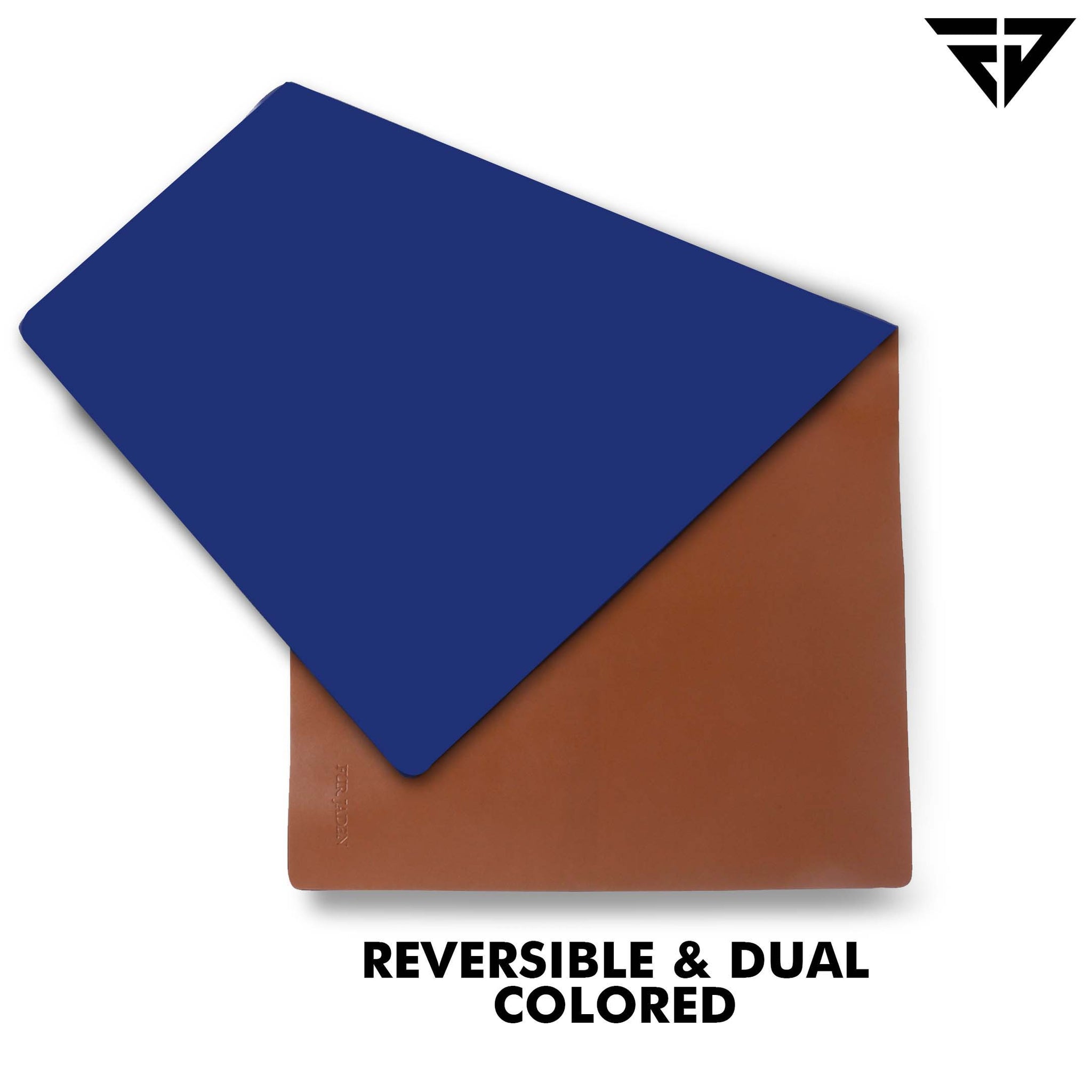 Reversible Blue Tan Leatherette Desk Spread Mat