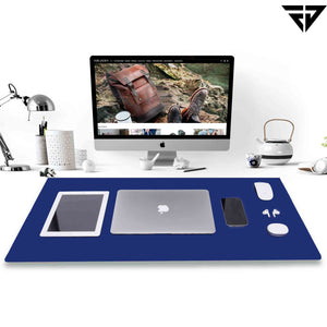 Reversible Blue Tan Leatherette Desk Spread Mat
