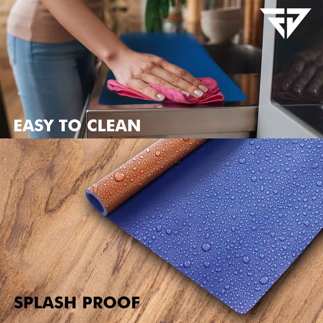 Reversible Blue Tan Leatherette Desk Spread Mat