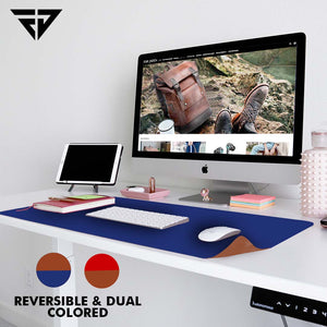 Reversible Blue Tan Leatherette Desk Spread Mat