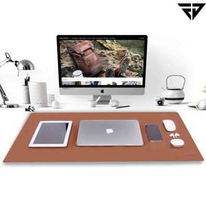 Reversible Blue Tan Leatherette Desk Spread Mat
