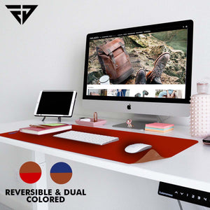 Reversible Red Tan Leatherette Desk Spread Mat