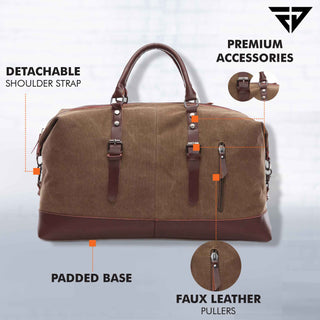 Brown Canvas 40L Travel Duffle