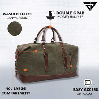 Military Green Canvas 40L Travel Duffle