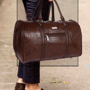 Brown Croc Weekender Duffle Bag