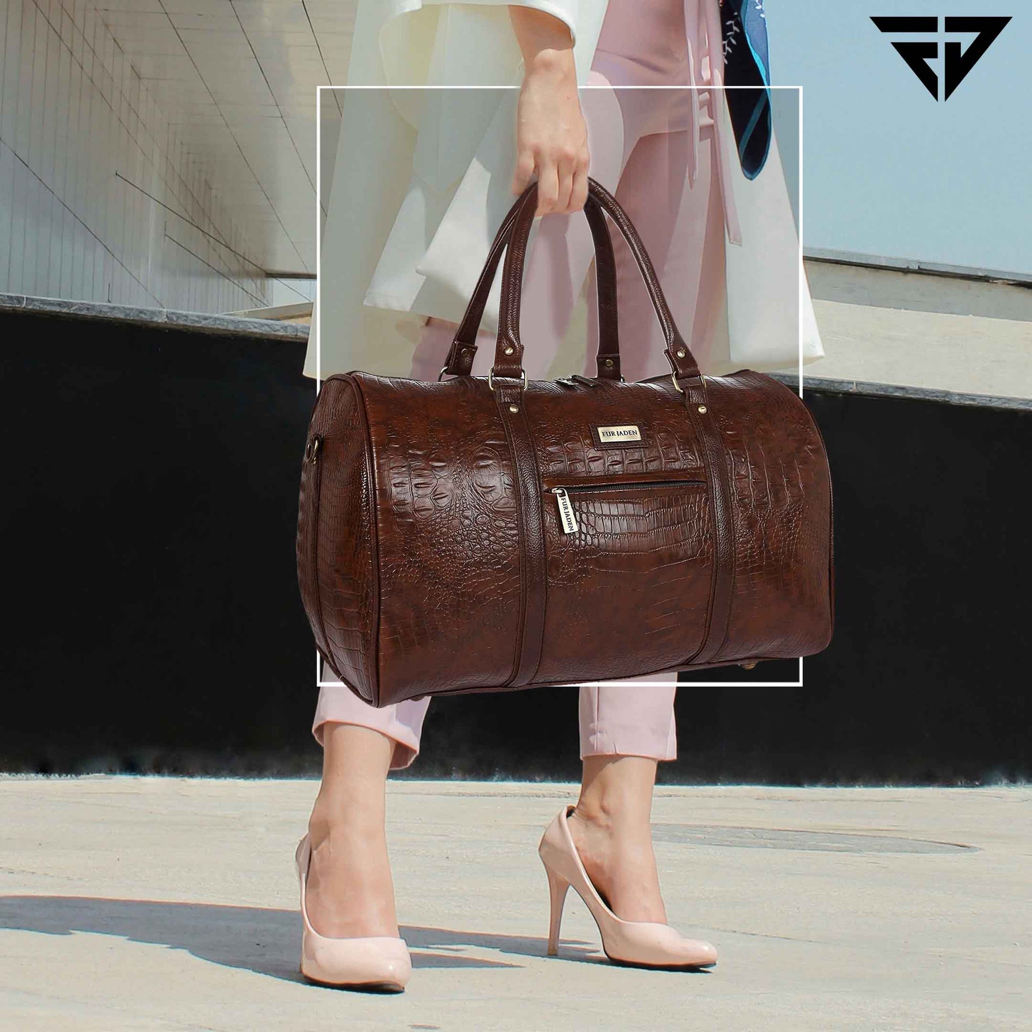 Brown Croc Weekender Duffle Bag