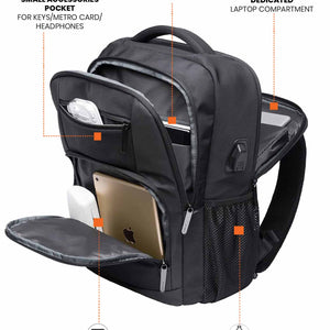 Laptop Backpack with USB Port | Black