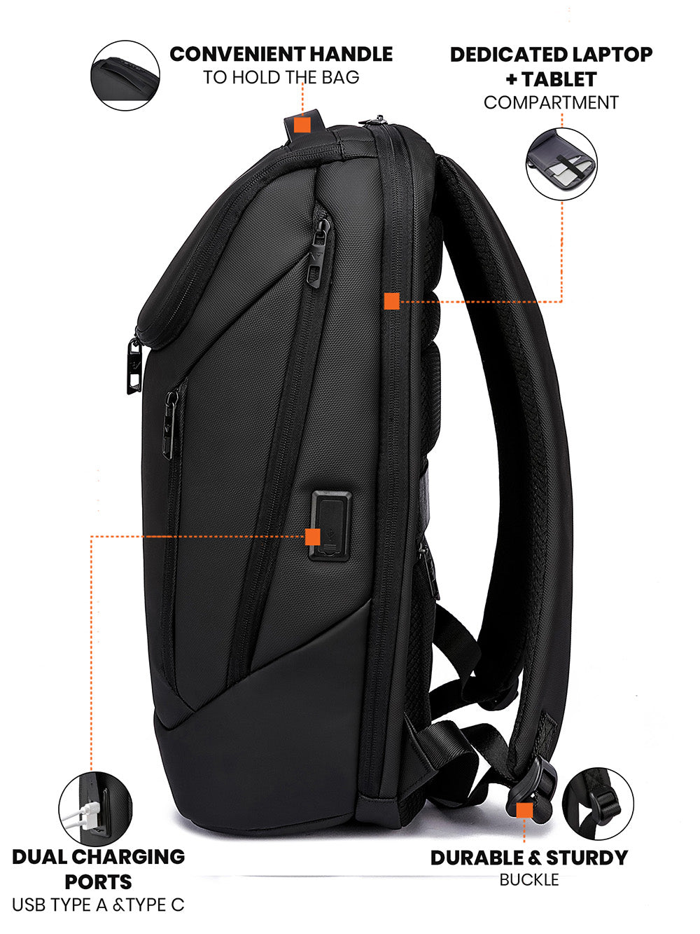 Pro-V Laptop Backpack | Charcoal Black