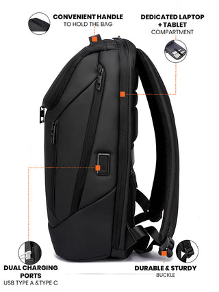 Pro-V Laptop Backpack | Charcoal Black