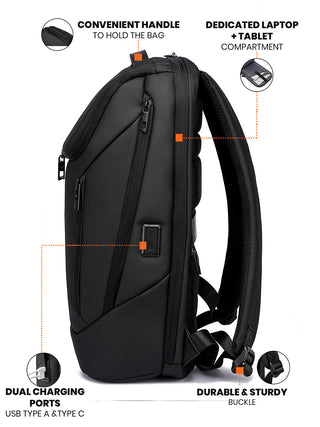 Pro-V Laptop Backpack | Charcoal Black