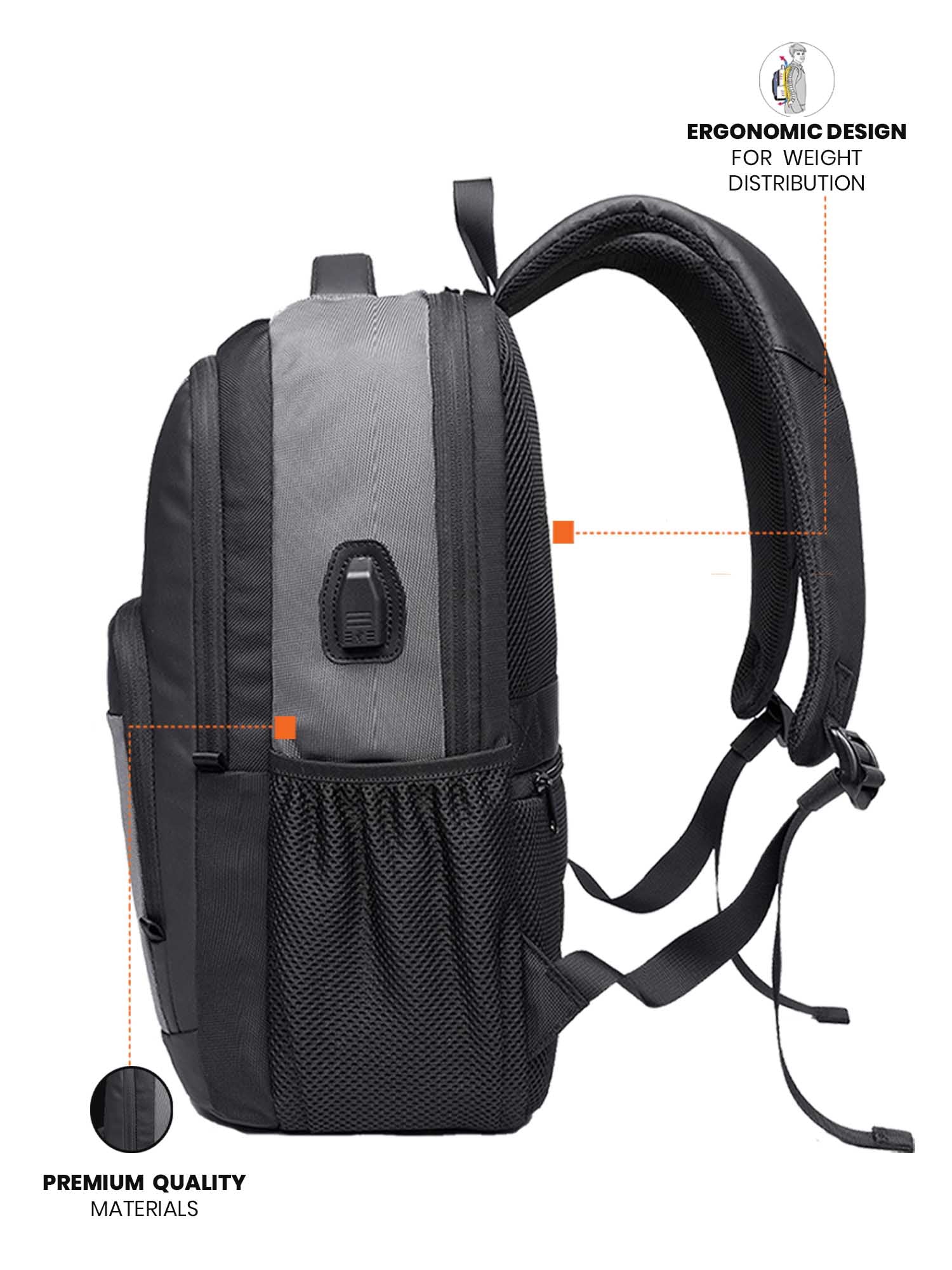 Laptop Backpack with USB Port | Grey