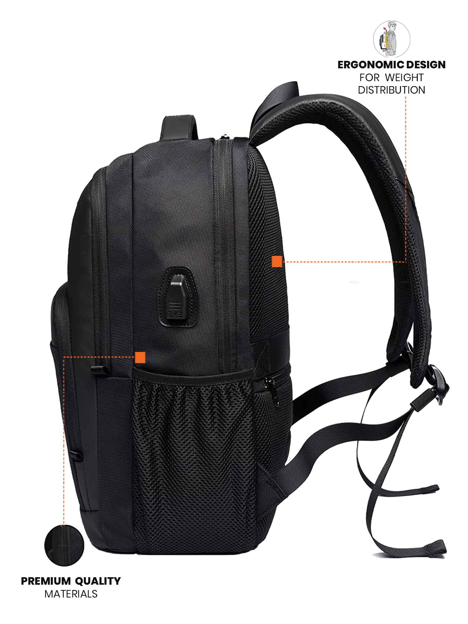 Laptop Backpack with USB Port | Navy Blue