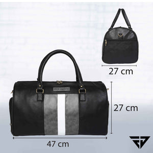 Black Weekender Faux Leather Duffle Bag