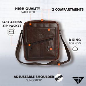 Leatherette Crossbody Sling Bag (Brown)