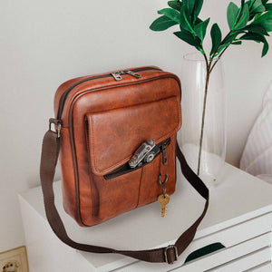 Leatherette Crossbody Sling Bag (Tan)