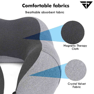 Grey Memory Foam Travel Neck Support Pillow, Eye Mask, Noise Isolating EarPlugs Combo
