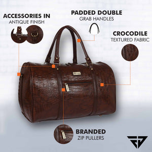 Brown Croc Weekender Duffle Bag