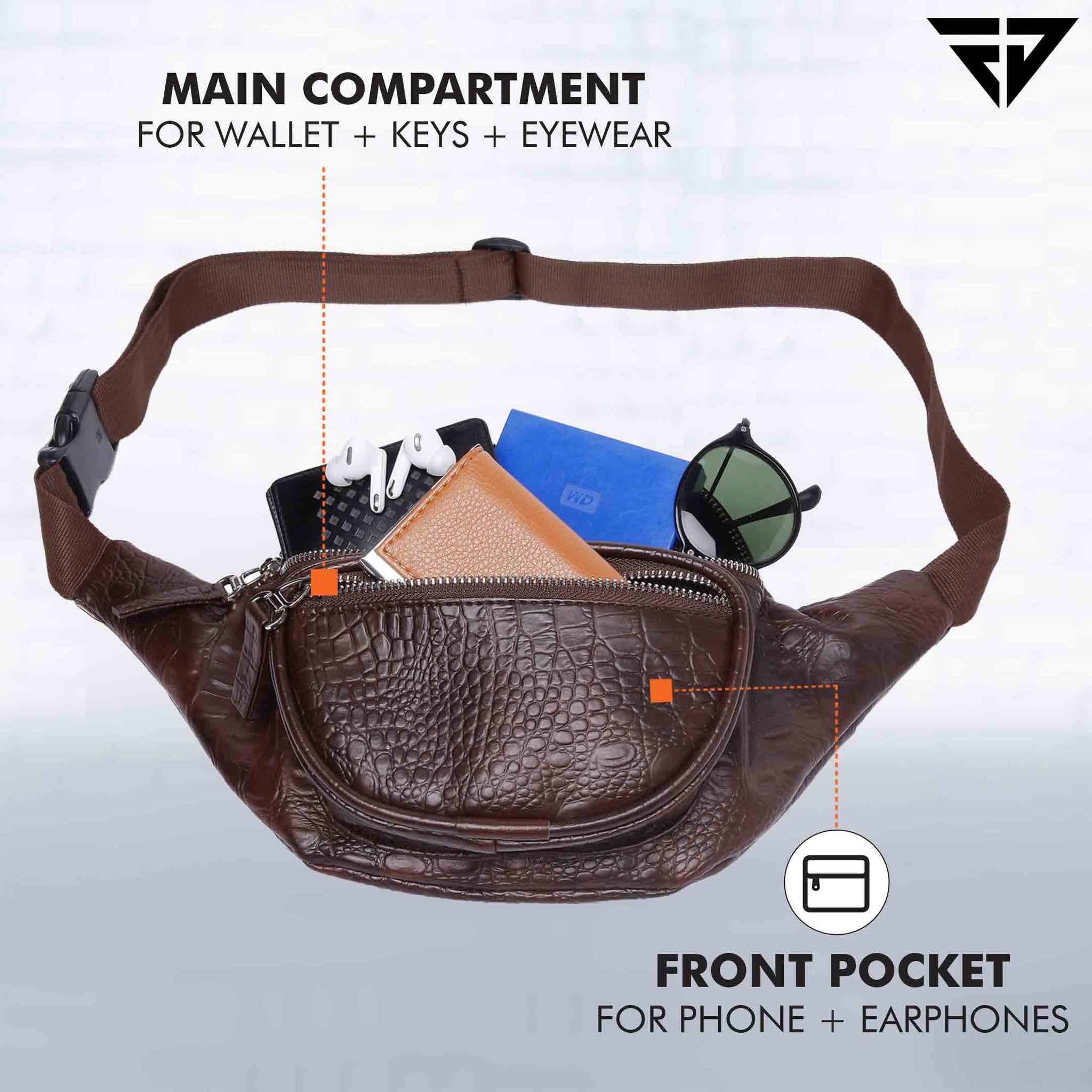 Brown Textured Fanny Pack