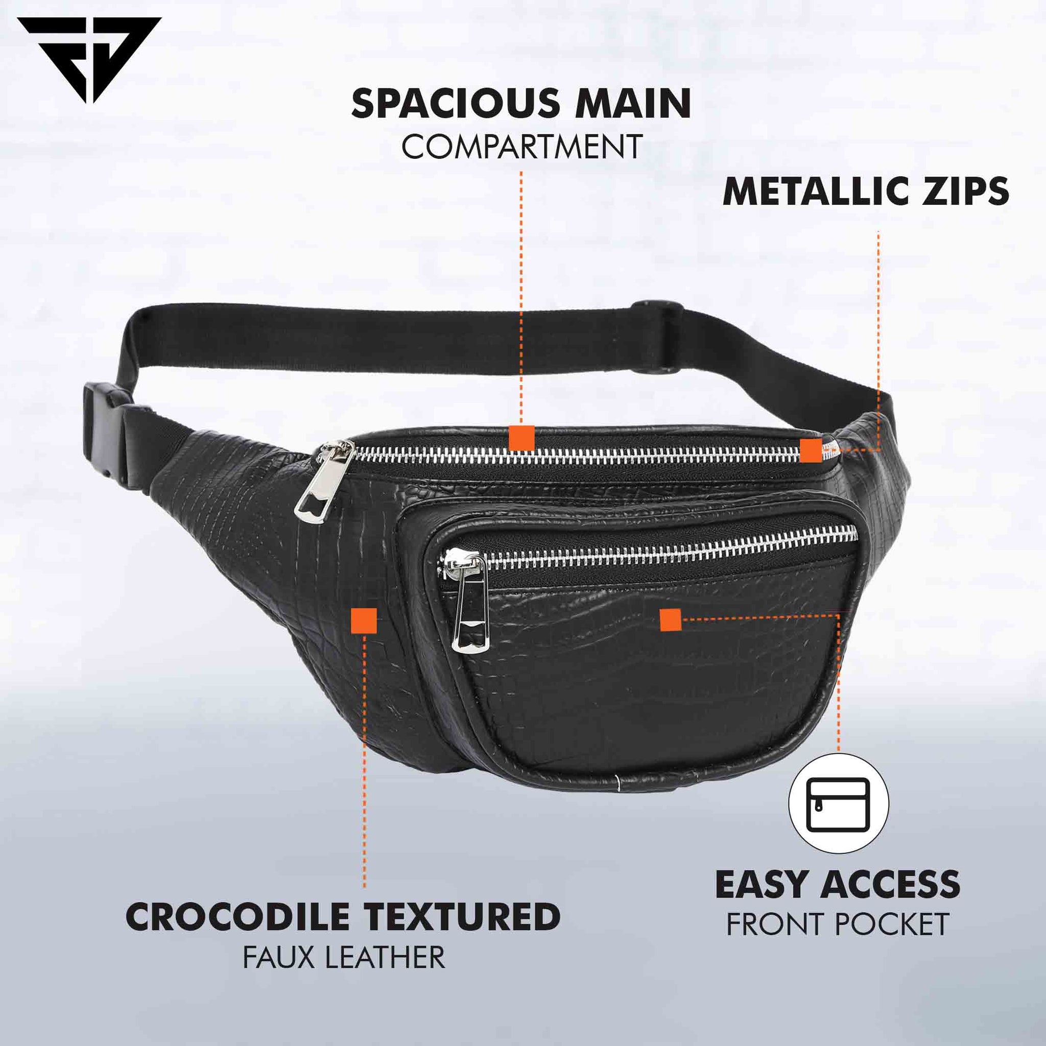 Black Textured Fanny Pack