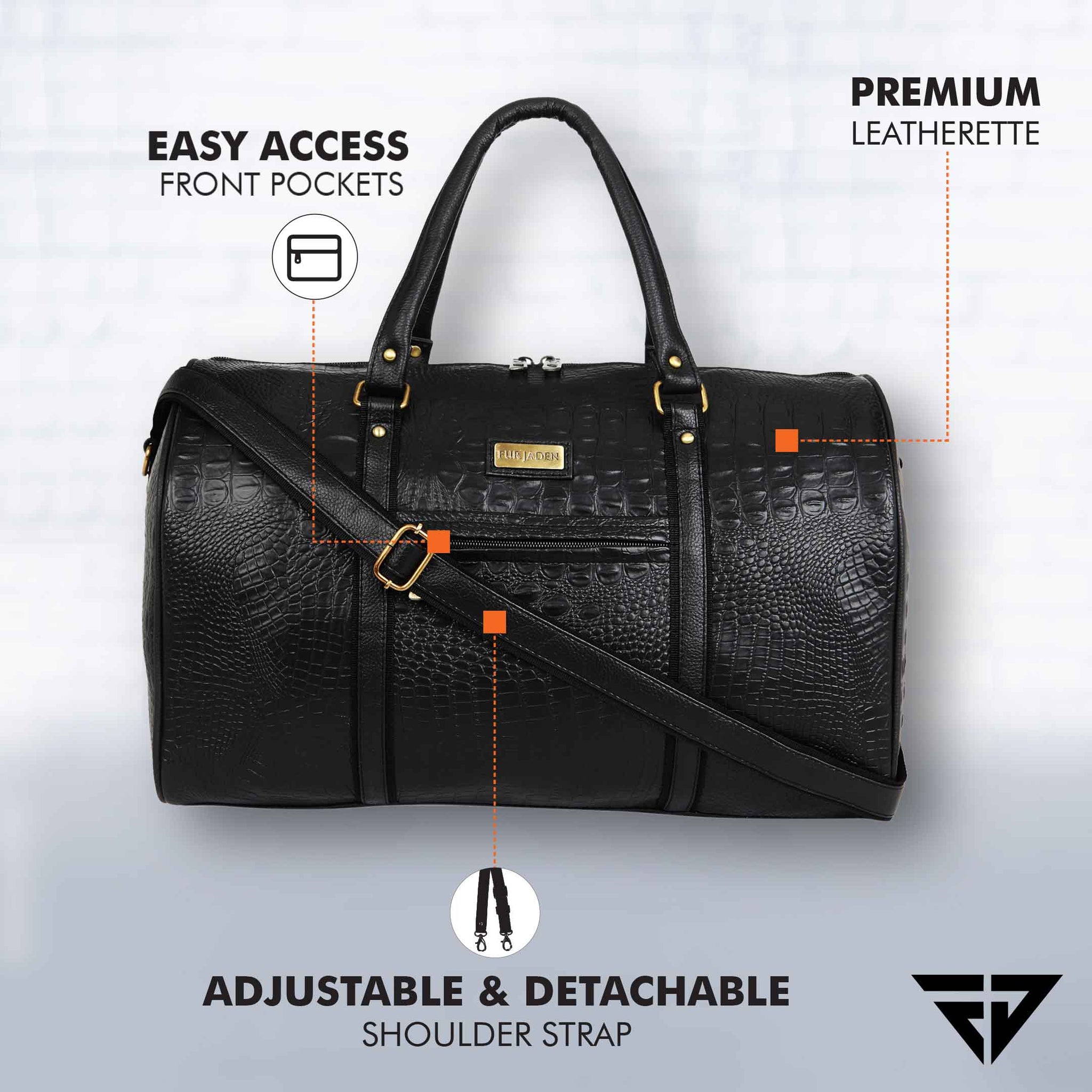 Black Croc Weekender Duffle Bag