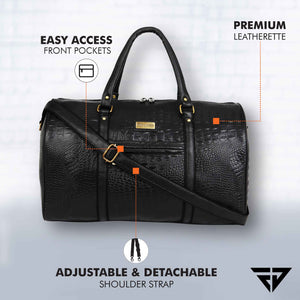 Black Croc Weekender Duffle Bag