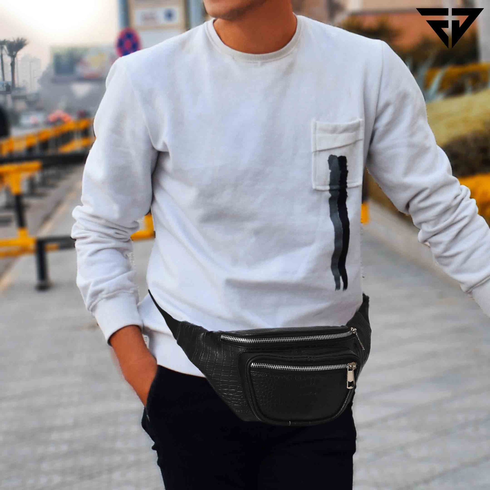 Black Textured Fanny Pack