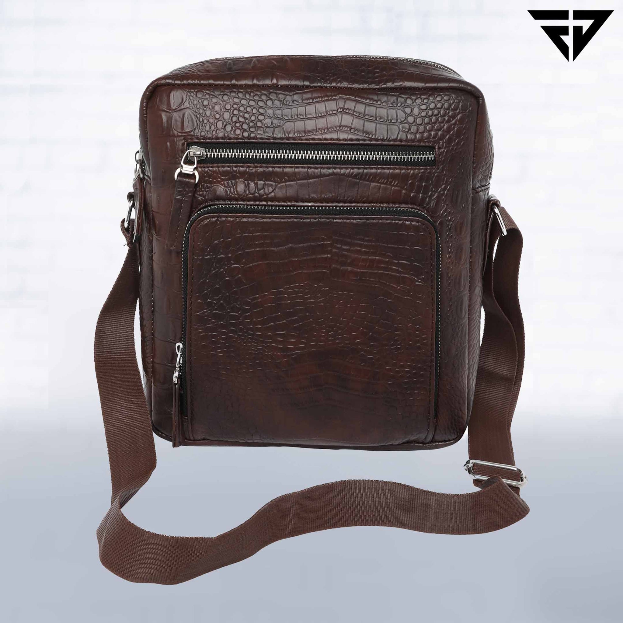 Brown Textured Crossbody Bag