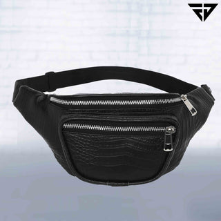 Black Textured Fanny Pack