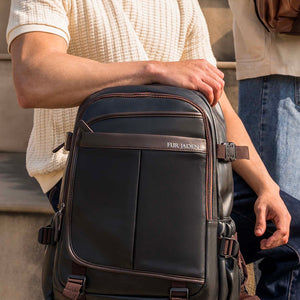 Leatherette Laptop Backpack | Black