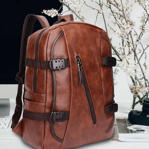 Fur Jaden Brown Faux Leather 15.6 Inch Laptop Backpack
