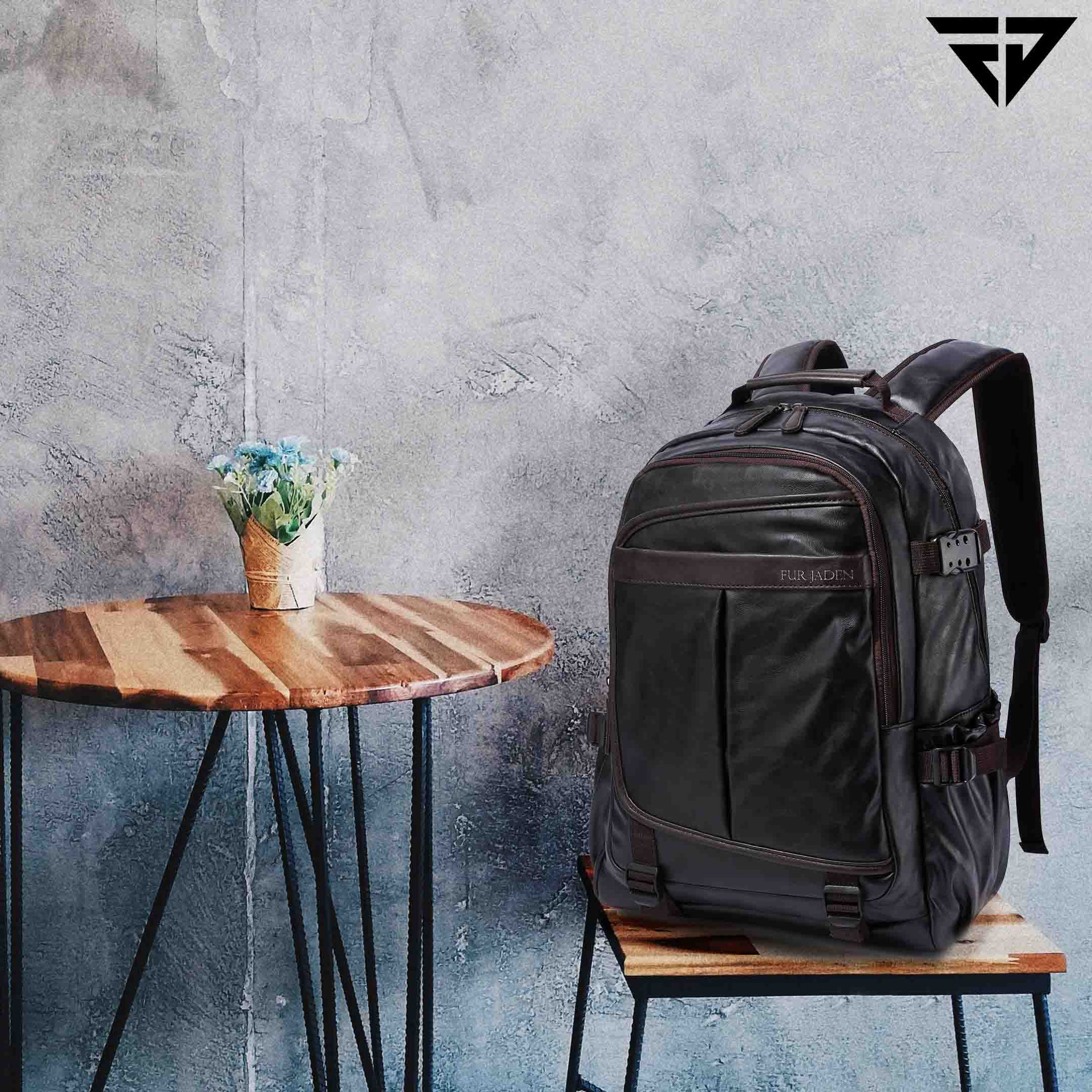 Leatherette Laptop Backpack | Black