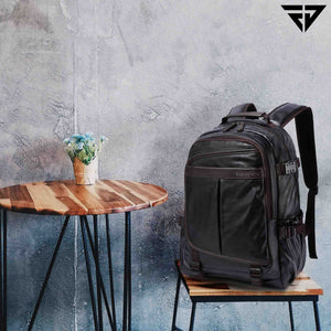 Leatherette Laptop Backpack | Black