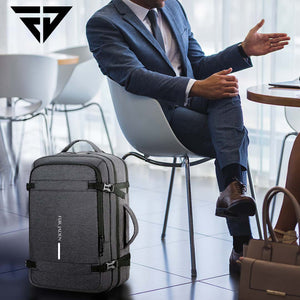 Grey Weekender Travel Laptop Backpack with Anti Theft Pocket
