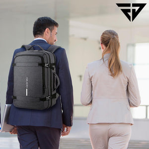 Grey Weekender Travel Laptop Backpack with Anti Theft Pocket