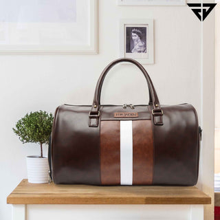 Brown Weekender Faux Leather Duffle