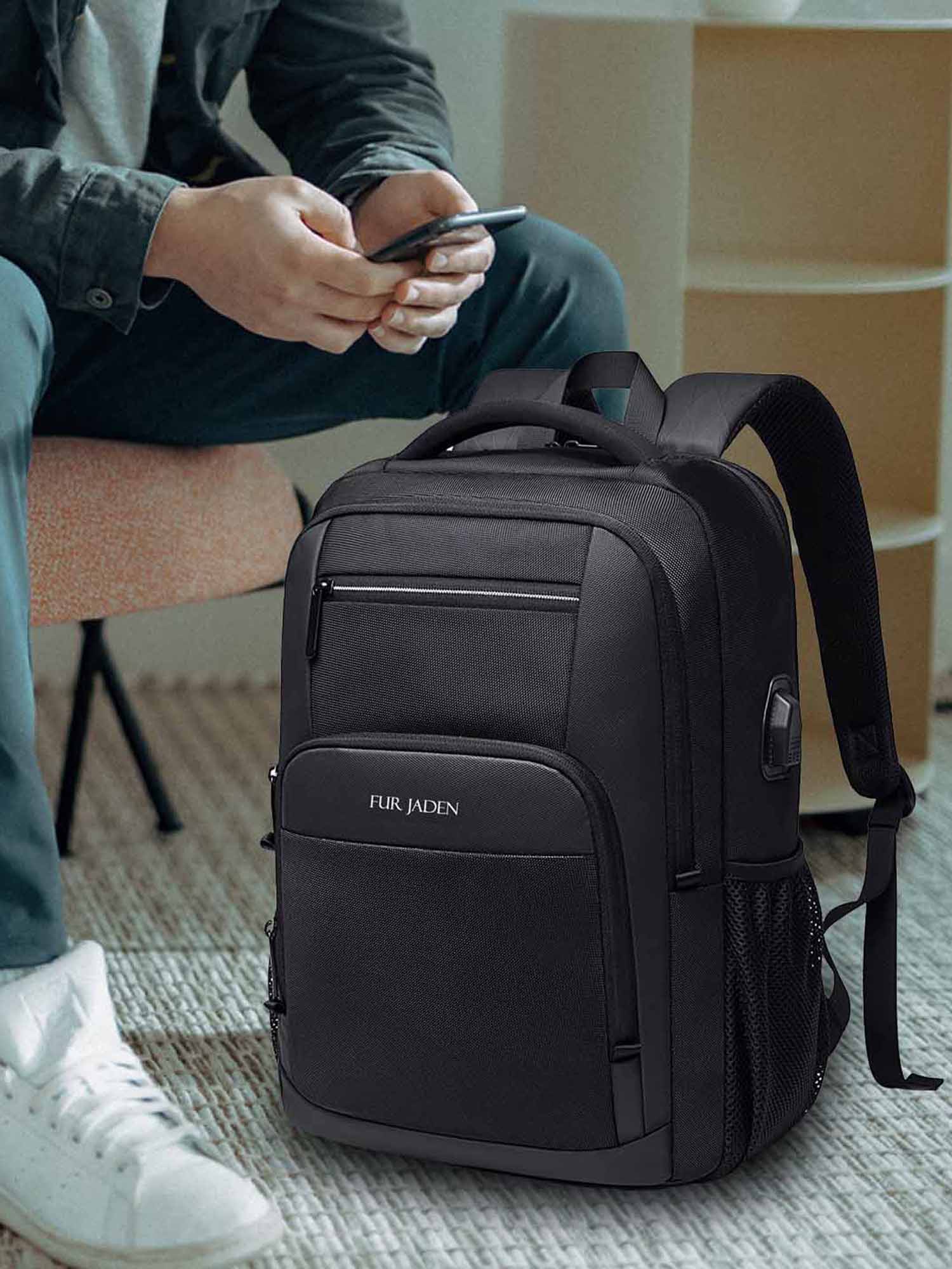 Grey Weekender Travel Laptop Backpack with Anti Theft Pocket  Fur Jaden  Lifestyle Pvt Ltd